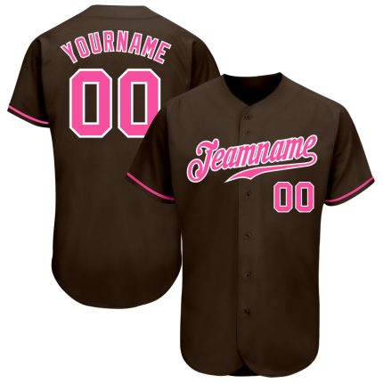 Custom Authentic Baseball Jersey - Personalized Pink White Brown with Team Name and Number Personalized Brown Pink-White