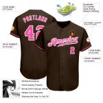 Custom Authentic Baseball Jersey - Personalized Pink White Brown with Team Name and Number Personalized Brown Pink-White