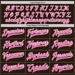 Personalized Brown Pink White Varsity Letterman Bomber Full-Snap Jacket Personalized Brown Pink-White Bomber Full-Snap Varsity