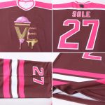 Personalized Brown Pink White Hockey Jersey for Kids and Adults Personalized Brown Pink-White Hockey Jersey 2