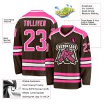 Personalized Brown Pink White Hockey Jersey for Kids and Adults Personalized Brown Pink-White Hockey Jersey 2