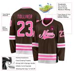 Personalized Hockey Jersey in Brown, Pink & White for Custom Team Wear Personalized Brown Pink-White Hockey Jersey