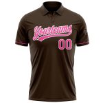 Personalized Vapor Golf Polo Shirt in Brown Pink-White for Performance Wear Personalized Brown Pink-White Performance Vapor