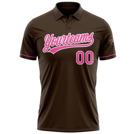 Personalized Vapor Golf Polo Shirt in Brown Pink-White for Performance Wear Personalized Brown Pink-White Performance Vapor