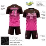 Personalized Sublimation Soccer Jersey - Brown Pink White Custom Uniform Personalized Brown Pink-White Sublimation Soccer