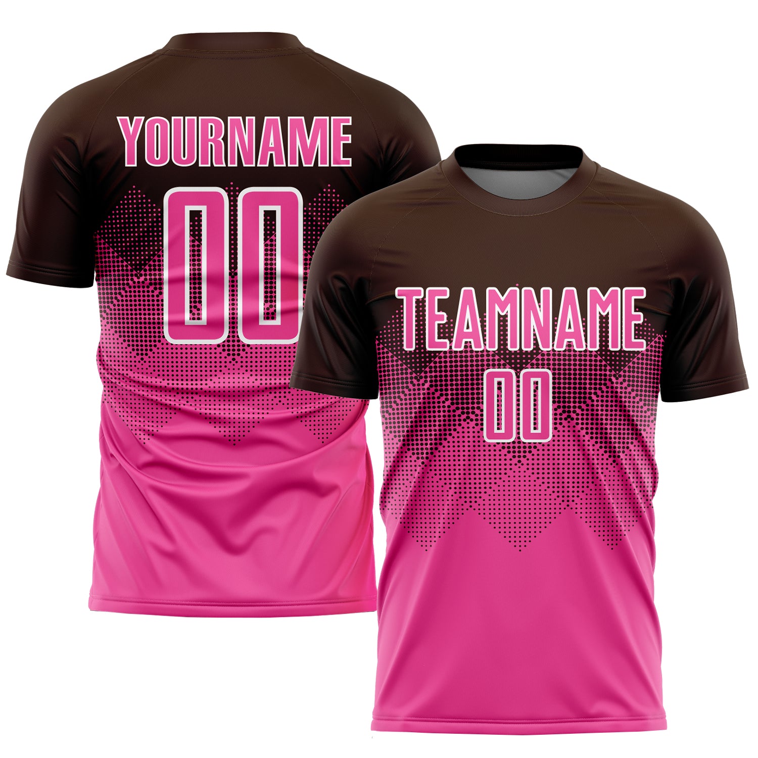 Custom Name Number Soccer Jersey Sublimation Personalized Brown Pink White Uniform Personalized Brown Pink-White Sublimation