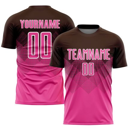 Personalized Sublimation Soccer Jersey - Brown Pink White Custom Uniform Personalized Brown Pink-White Sublimation Soccer