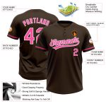 Personalized Unisex Softball Jersey - Brown Pink White Two-Button Design Personalized Brown Pink-White Two-Button Unisex
