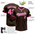 Personalized Unisex Softball Jersey - Brown Pink White Two-Button Design Personalized Brown Pink-White Two-Button Unisex