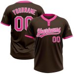 Personalized Unisex Softball Jersey - Brown Pink White Two-Button Design Personalized Brown Pink-White Two-Button Unisex