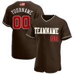 Personalized American Flag Baseball Jersey - Brown Red-Cream Fashion Jersey Personalized Brown Red-Cream American Flag Fashion
