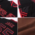 Personalized Varsity Letterman Jacket, Brown Red-Cream Full-Snap Bomber Style, Custom Design Personalized Brown Red-Cream