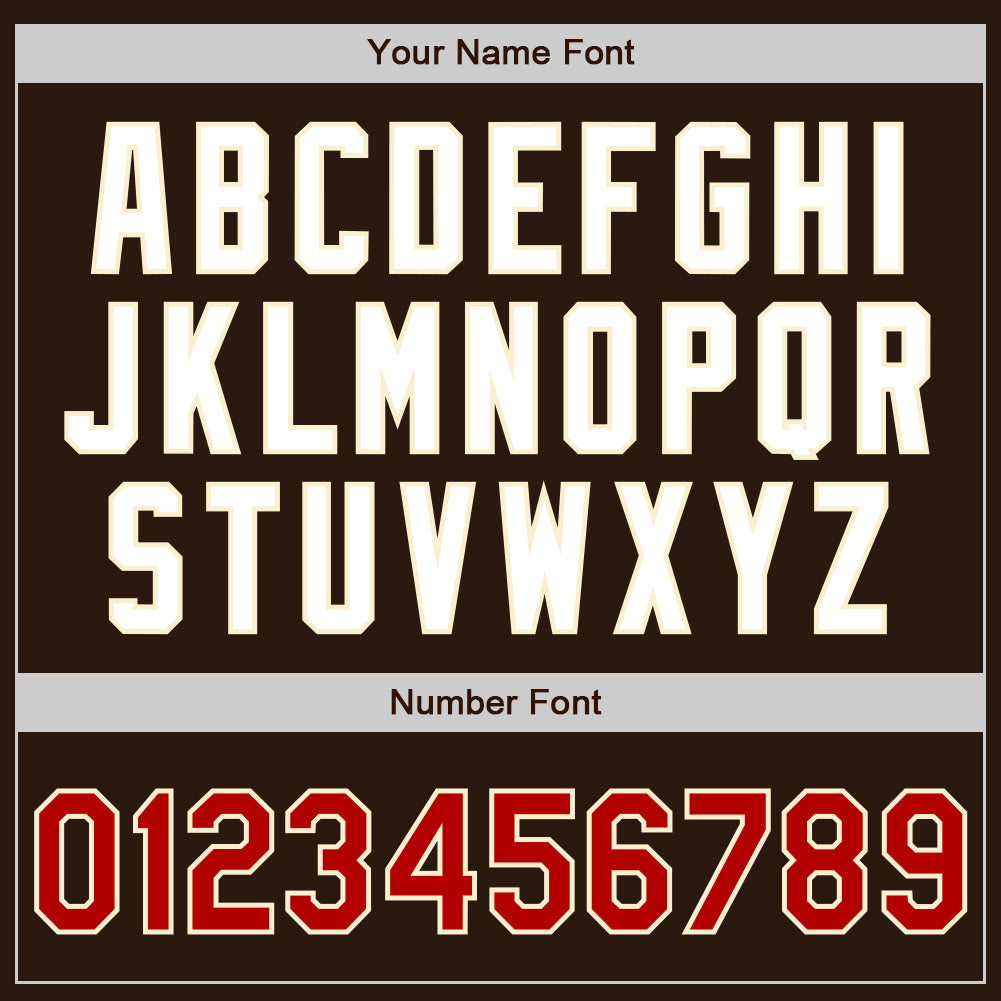 Personalized Brown Red-Cream Bomber Full-Snap Varsity Letterman Jacket Personalized Varsity Letterman Jacket in Brown Red-Cream - Full-Snap Bomber Style Personalized Brown Red-Cream Bomber Full-Snap - Image 5