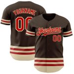 Personalized Brown Red-Cream Baseball Jersey for Men and Women Personalized Brown Red-Cream Line Baseball Jersey