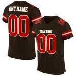 Personalized Brown Red Cream Football Jersey Mesh for Men Women Kids Personalized Brown Red-Cream Mesh Football Jersey