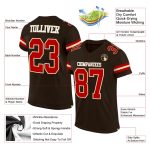 Personalized Brown Red Cream Football Jersey Mesh for Men Women Kids Personalized Brown Red-Cream Mesh Football Jersey