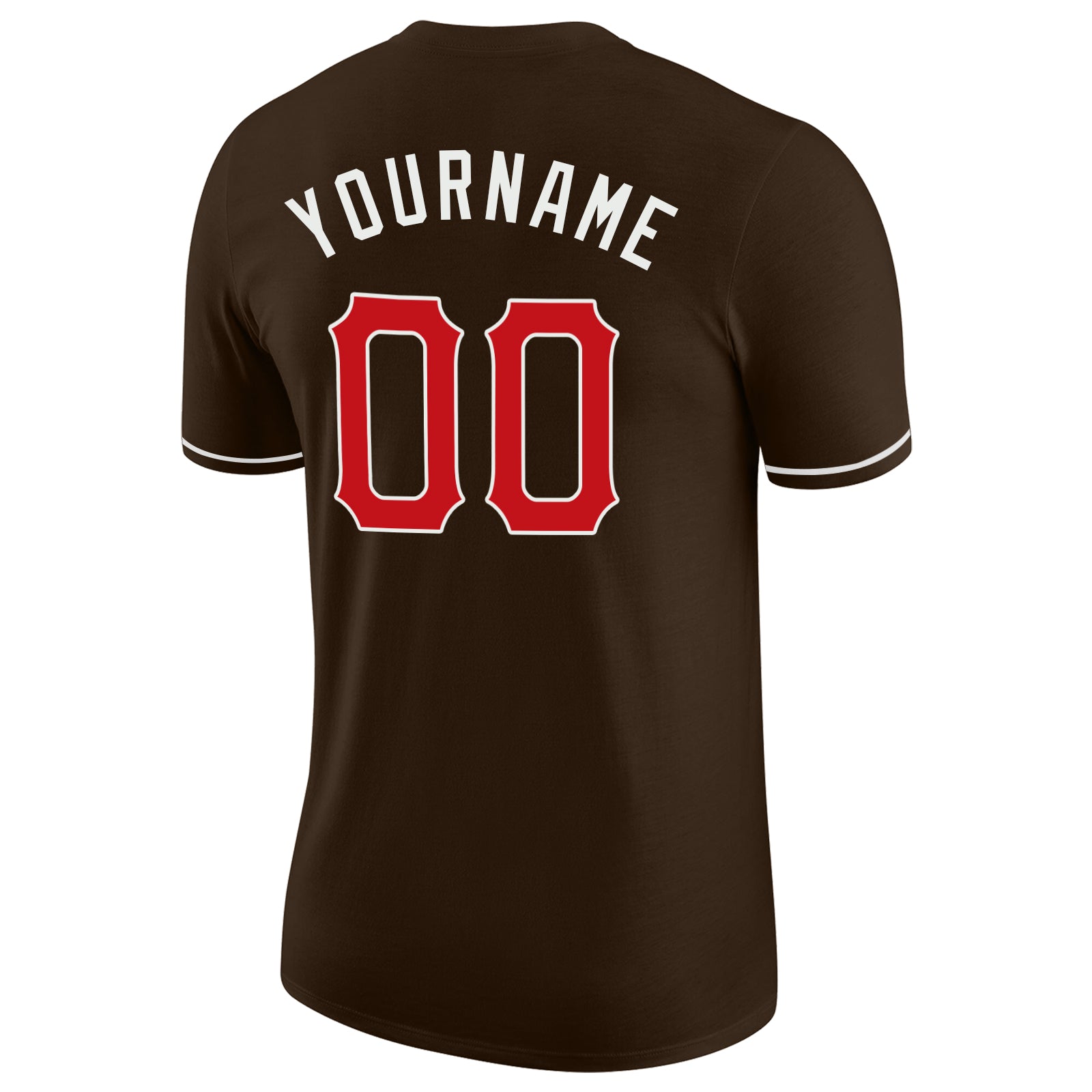 Personalized Performance T-Shirt in Brown Red-Cream - Customizable Activewear Personalized Brown Red-Cream Performance T-Shirt - Image 6