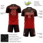 Custom Brown Red-Cream Soccer Jersey - Personalized Sublimation Uniform Personalized Brown Red-Cream Sublimation Soccer Uniform