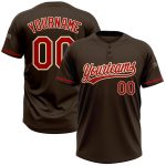 Personalized Unisex Softball Jersey - Brown Red-Cream Two-Button Design Personalized Brown Red-Cream Two-Button Unisex Softball