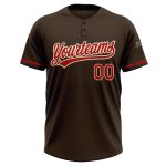 Personalized Unisex Softball Jersey - Brown Red-Cream Two-Button Design Personalized Brown Red-Cream Two-Button Unisex Softball