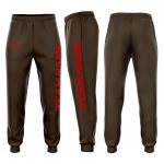 Personalized Fleece Jogger Sweatpants for Men or Women in Brown Red Personalized Brown Red Fleece Jogger Sweatpants