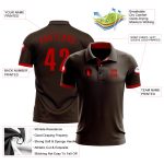 Custom Personalized Performance Golf Polo Shirt with Name and Number - Brown Red Team Apparel Personalized Brown Red Performance