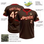 Personalized Softball Jersey Cream Two-Button Unisex Brown Red Pinstripe Personalized Brown Red Pinstripe Cream Two-Button