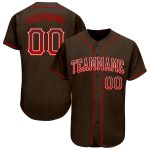 Custom Name and Number Authentic Drift Fashion Baseball Jersey - Personalized Brown Red-White Team Apparel Personalized Brown