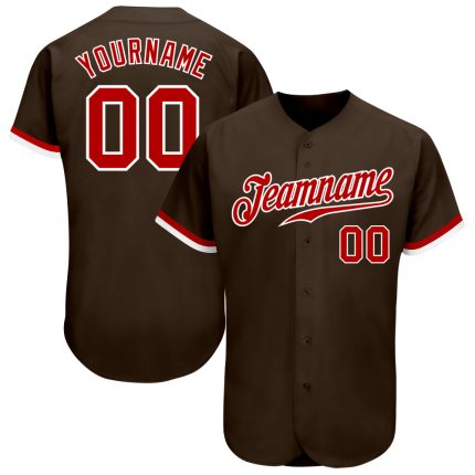 Personalized Red White Brown Baseball Jersey for Men and Women, Custom Name & Number Spoorting Apparel Personalized Brown