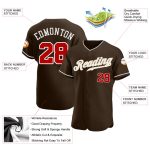 Personalized Baseball Jersey in Brown Red-White Color, Custom Team Apparel Personalized Brown Red-White Baseball Jersey