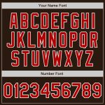Personalized Varsity Letterman Jacket - Red-White Brown Full-Snap Bomber for Men Personalized Brown Red-White Bomber Full-Snap