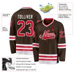 Personalized Brown Red White Hockey Jersey for Adults - Custom Team Apparel Personalized Brown Red-White Hockey Jersey