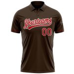 Personalized Performance Vapor Golf Polo Shirt - Brown Red-White Personalized Brown Red-White Performance Vapor Golf Polo