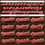 Custom Team Name Number Red White Brown Performance Vapor Golf Polo Shirt Personalized Brown Red-White Performance Vapor