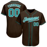 Custom Name Number Baseball Jersey - Personalized Teal White Brown Authentic Team Jersey Personalized Brown Teal-White Authentic