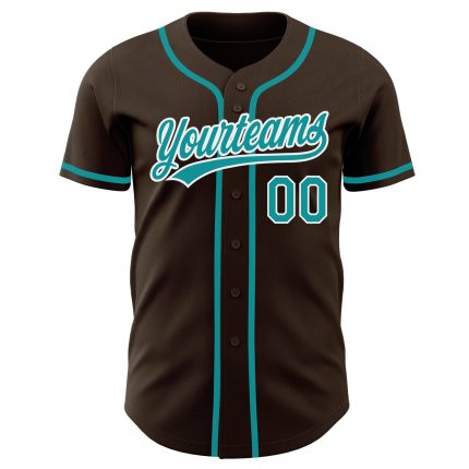 Personalized Teal White Brown Baseball Jersey for Men and Women - Customizable 2 Personalized Brown Teal-White Baseball Jersey