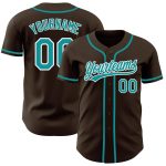 Personalized Teal White Brown Baseball Jersey for Men and Women - Customizable 2 Personalized Brown Teal-White Baseball Jersey