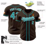 Personalized Teal White Brown Baseball Jersey for Men and Women - Customizable 2 Personalized Brown Teal-White Baseball Jersey