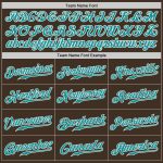 Personalized Baseball Jersey in Brown with Teal and White Accent Colors Personalized Brown Teal-White Baseball Jersey