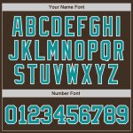 Personalized Baseball Jersey in Brown with Teal and White Accent Colors Personalized Brown Teal-White Baseball Jersey