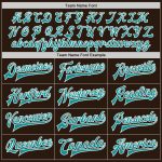 Personalized Teal-White Brown Varsity Letterman Bomber Jacket Full-Snap Personalized Brown Teal-White Bomber Full-Snap Varsity