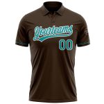 Personalized Vapor Golf Polo Shirt in Brown Teal White - Performance Activewear for Men Personalized Brown Teal-White Performance