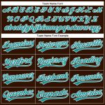 Custom Name and Number Personalized Brown Teal-White Vapor Golf Polo Shirt Performance Apparel Personalized Brown Teal-White