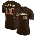 Personalized Vintage USA Flag T-Shirt - Cream Color City Design, Performance Style Personalized Brown Vintage USA Flag-City