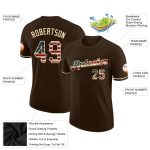 Personalized Vintage USA Flag T-Shirt - Cream Color City Design, Performance Style Personalized Brown Vintage USA Flag-City