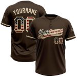 Personalized Vintage USA Flag Softball Jersey - Cream Two-Button Unisex Design Personalized Brown Vintage USA Flag-City Cream