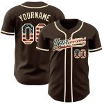 Personalized Vintage USA Flag Baseball Jersey - Brown Cream Design Personalized Brown Vintage USA Flag-Cream Baseball Jersey