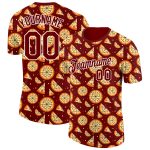 Custom 3D Food Pizza T-Shirt - Personalized Brown and White Performance Tee Personalized Brown White 3D Food Pizza Performance