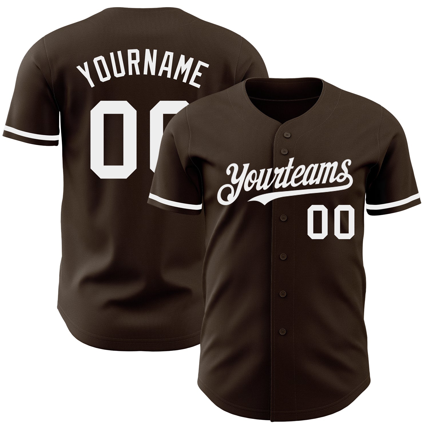 Custom Authentic Baseball Jersey with Personalized Name and Number - Brown White Team Design Personalized Brown White Authentic
