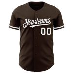 Custom Authentic Baseball Jersey with Personalized Name and Number - Brown White Team Design Personalized Brown White Authentic